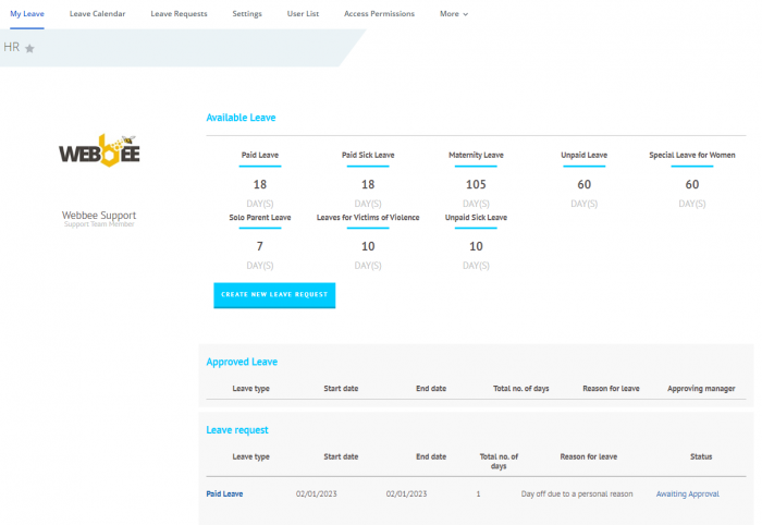 Streamline your HR Process with Webbee's Leave Tracking and Approval System
