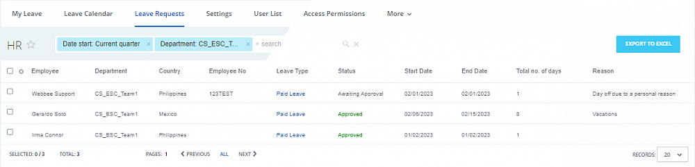 PTO and day-offs tracking - Leave Management in Bitrix24 for HR